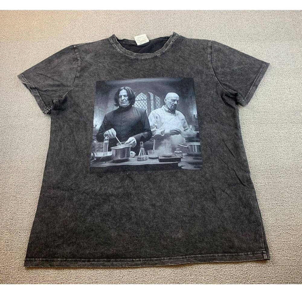 Comfort Colors Men's Large Faded Black Harry Potter Breaking Bad Graphic Tee